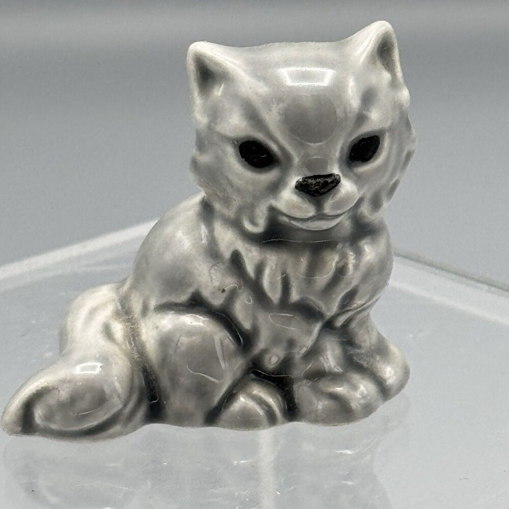 Vintage Mid Century Goebel Grey Persian Longhair Cat Miniature Figurine 1.5"
